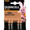 AAA, Duracell Plus Power Batterier 4 st.
