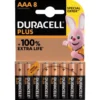 AAA, 1,5 Volt 1,5 volt Batterier Duracell Plus Power Alkaline. 8 st