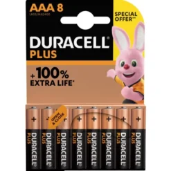 AAA, 1,5 Volt 1,5 volt Batterier Duracell Plus Power Alkaline. 8 st