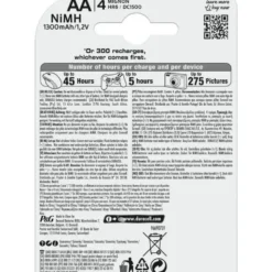 AA, Uppladdningsbara Duracell Batterier Plus 1300mAh. 4 st