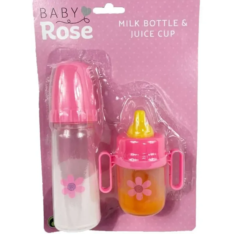 Baby Rose Juiceflaska och nappflaska med mjölk