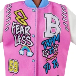 Barbiedocka Afro and Blue Lips Wearing Graphic Coat Dress Fashionistas Nr. 156