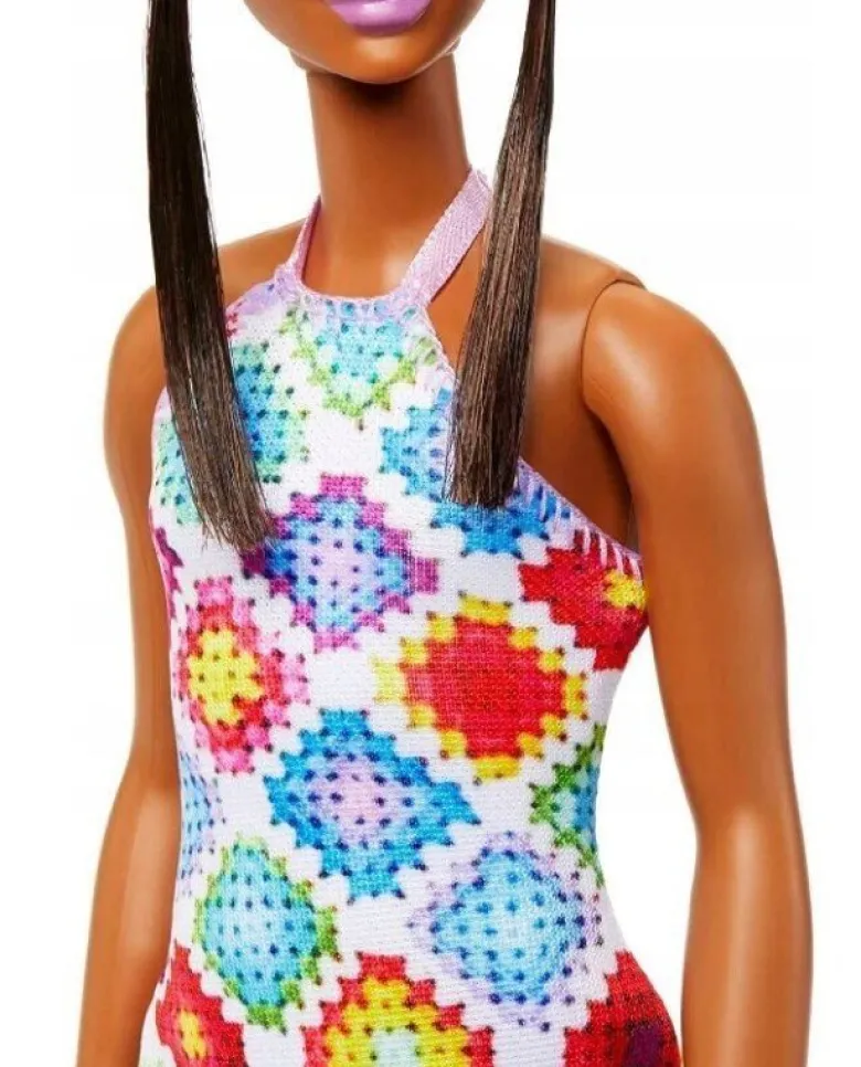 Barbiedocka Fashionistas ith Bun And Crochet Halter Dress Nr. 210 HJT07