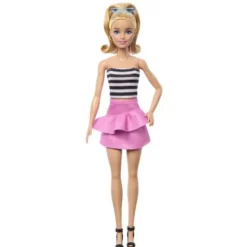 Barbie Fashionistas Blonde With Striped Top, Pink Skirt & Sunglasses, 65th Anniversary Nr 213 HRH11