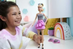 Barbie Fashionistas Blonde With Striped Top, Pink Skirt & Sunglasses, 65th Anniversary Nr 213 HRH11
