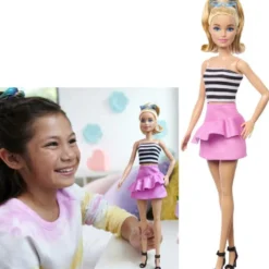 Barbie Fashionistas Blonde With Striped Top, Pink Skirt & Sunglasses, 65th Anniversary Nr 213 HRH11