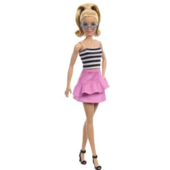 Barbie Fashionistas Blonde With Striped Top, Pink Skirt & Sunglasses, 65th Anniversary Nr 213 HRH11