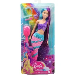 Barbie Sjöjungfru med långt hår och håraccessoar Dreamtopia GTF39