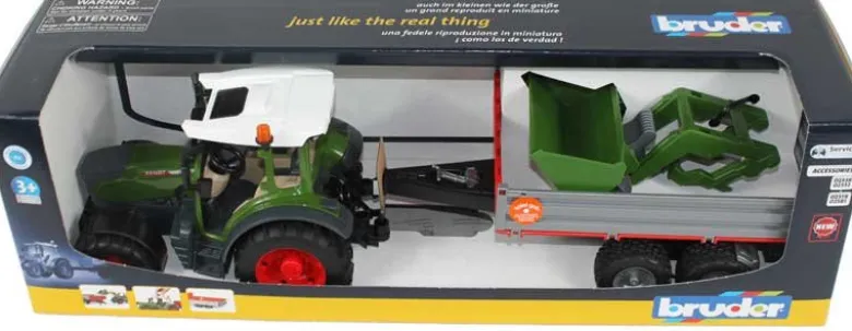 Bruder Fendt 211 Vario Traktor med skopa och vagn 02182