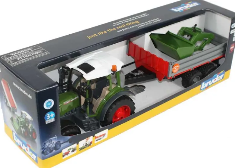 Bruder Fendt 211 Vario Traktor med skopa och vagn 02182