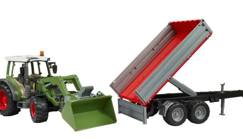 Bruder Fendt 211 Vario Traktor med skopa och vagn 02182