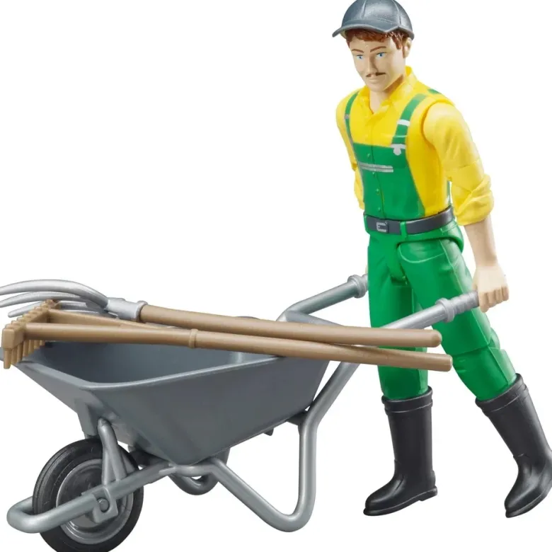 Bruder Figur med Skottkärra och Tillbehör 62610