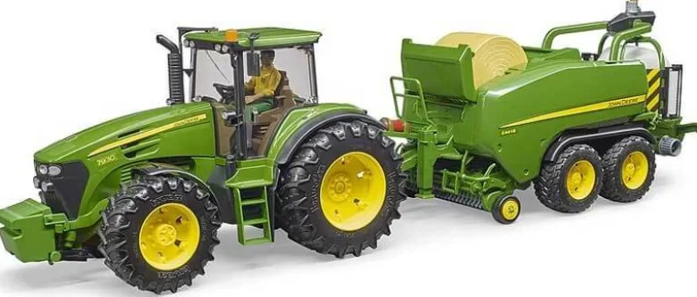 Bruder John Deere C441R Inplastare och Rundbalspress 02032
