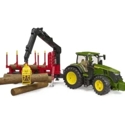 Bruder John Deere 7R 350 med timmersläp och 4 st. stockar 03154