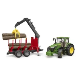 Bruder John Deere 7R 350 med timmersläp och 4 st. stockar 03154