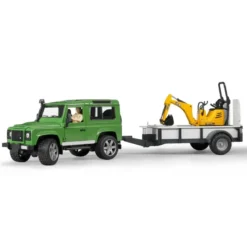 Bruder Landrover med Släpvagn och Grävmaskin 02593