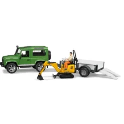 Bruder Landrover med Släpvagn och Grävmaskin 02593