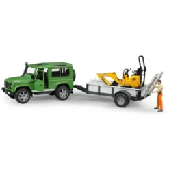 Bruder Landrover med Släpvagn och Grävmaskin 02593