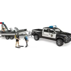 Bruder Polisbil RAM 2500 med båtkärra och figurer 02507