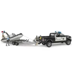 Bruder Polisbil RAM 2500 med båtkärra och figurer 02507