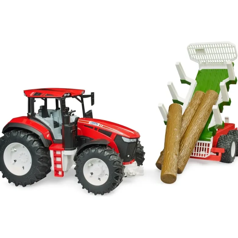 Bruder Roadmax traktor med skogsvagn och 3 stockar 03453