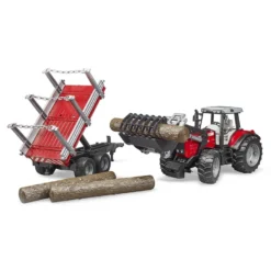 Bruder Traktor Massey Ferguson 7480 med Timmersläp 02046