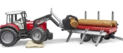 Bruder Traktor Massey Ferguson 7480 med Timmersläp 02046