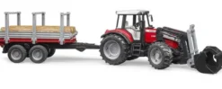 Bruder Traktor Massey Ferguson 7480 med Timmersläp 02046