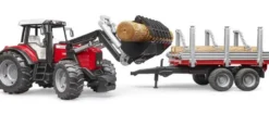 Bruder Traktor Massey Ferguson 7480 med Timmersläp 02046