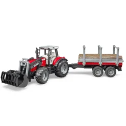 Bruder Traktor Massey Ferguson 7480 med Timmersläp 02046
