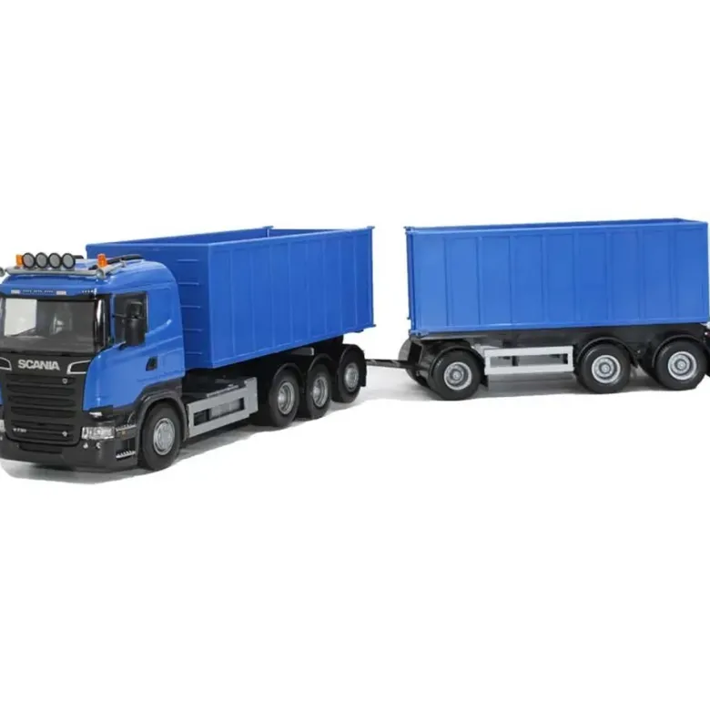 Emek Lastbil Scania R 730 Tridem Lastväxlare Blå Hytt