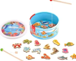 Fiskespel i trä med magneter och fiskedamm Tooky Toy