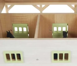 Häststall 2 st. stallboxar och garage rosa leksak Kids Globe 1:32