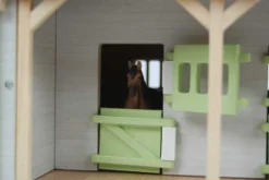 Häststall 2 st. stallboxar och garage rosa leksak Kids Globe 1:32