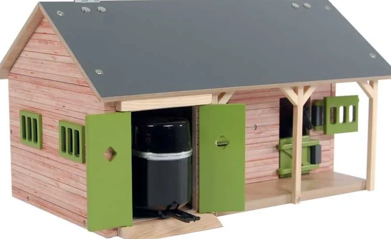 Häststall 2 st. stallboxar och garage leksak Kids Globe 1:32