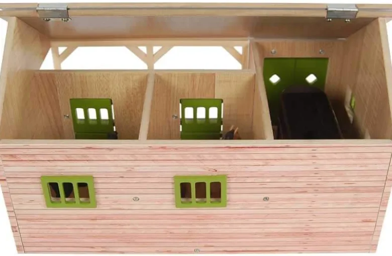 Häststall 2 st. stallboxar och garage leksak Kids Globe 1:32