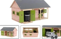 Häststall 2 st. stallboxar och garage leksak Kids Globe 1:32