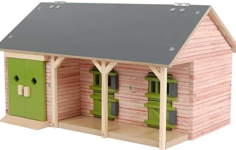 Häststall 2 st. stallboxar och garage leksak Kids Globe 1:32