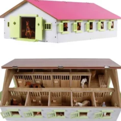 Häststall 9 st. stallboxar rosa leksak Kids Globe 1:32