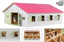Häststall 7 st. stallboxar Rosa leksak till Schleich hästar Kids Globe 1:24