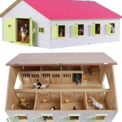 Häststall 7 st. stallboxar Rosa leksak till Schleich hästar Kids Globe 1:24