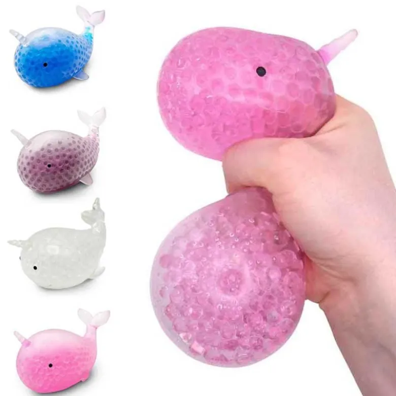 Klämdjur Squeeze Beaded Narval Squishy 11 cm
