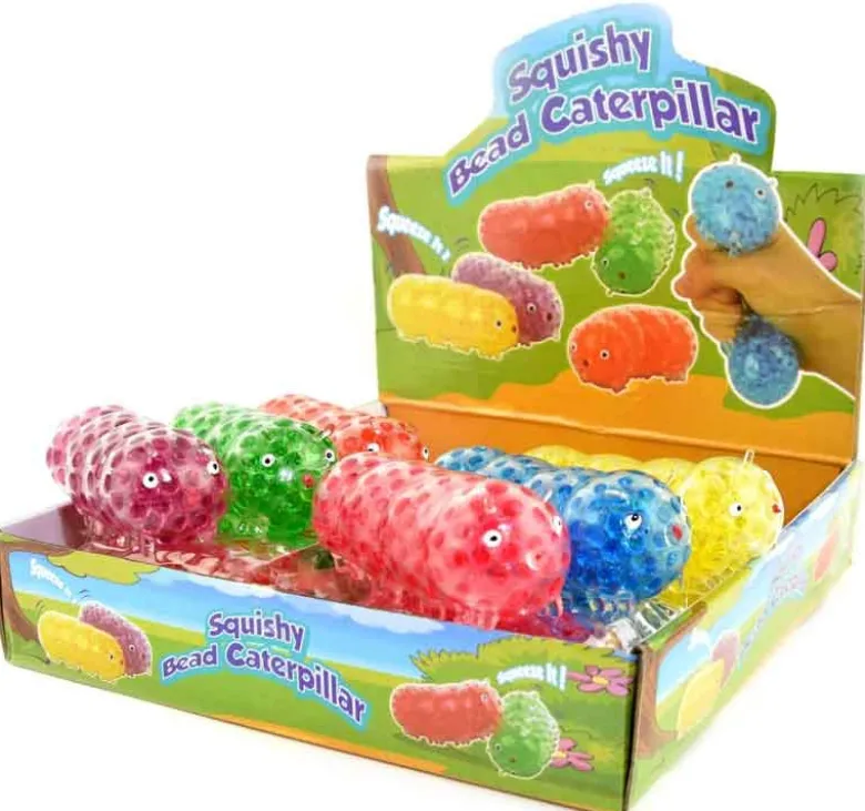 Klämlarv Squeeze Larv med mjuka pärlor Fidget 10 cm