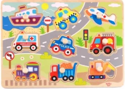 Knoppussel med figursågade fordon Tooky Toy