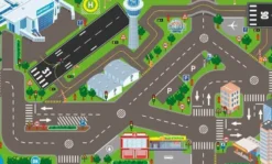 Lekmatta med Flygplats LED Trafikljus till leksaksbilar Kids Globe