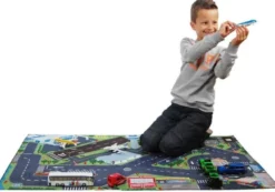 Lekmatta med Flygplats LED Trafikljus till leksaksbilar Kids Globe