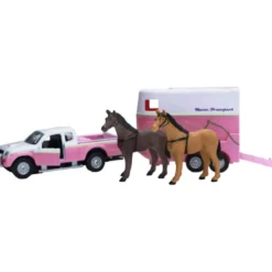 Leksaksbil rosa med hästsläp 2 st hästar Mitsubishi Kids Globe