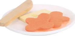 Leksaksbrödrost trä med brödskivor, pålägg Tooky Toy