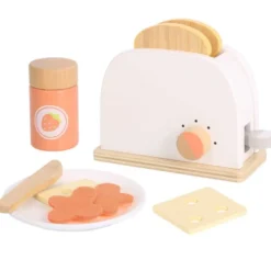 Leksaksbrödrost trä med brödskivor, pålägg Tooky Toy