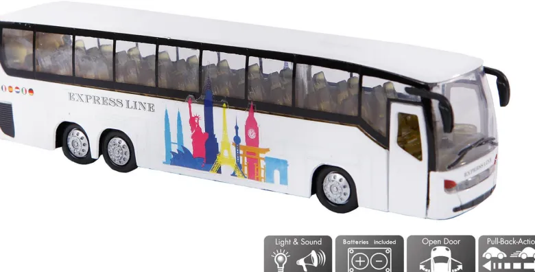 Leksaksbuss Turistbuss Pull Back Kids Globe